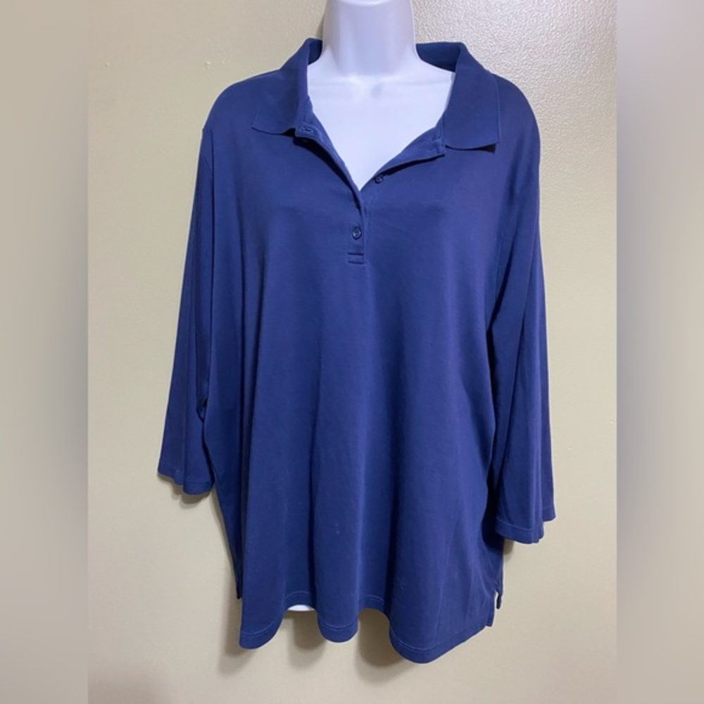 Lands‎ End Long Sleeve Blue Polo, Size 3X (24W-26W)